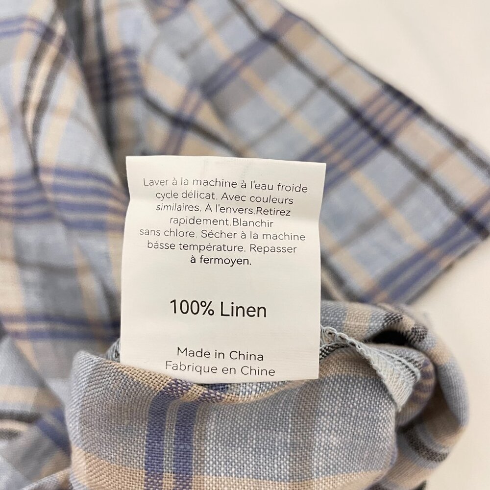 Lintico Aurora Linen Gingham Checked Boatneck 3/4 Sleeve Top - Picture 7 of 12